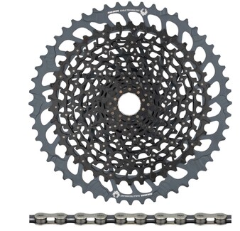 SRAM NX Eagle PG-1230 Kassette + Eagle Kette 12-fach Verschleißset in black